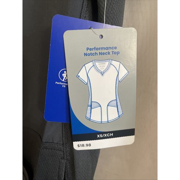 Scrubstar Woman's Active V-Neck Scrub Top Size X-Small NEW Work‎ Black Dark Grey - Picture 3 of 6